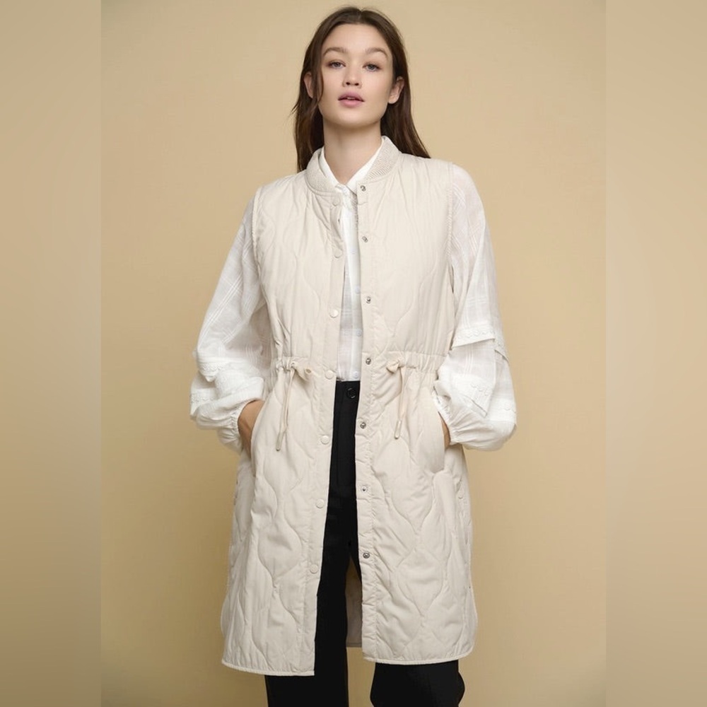 RINO & PELLE Brooke long padded vest in birch Size 34 /XS